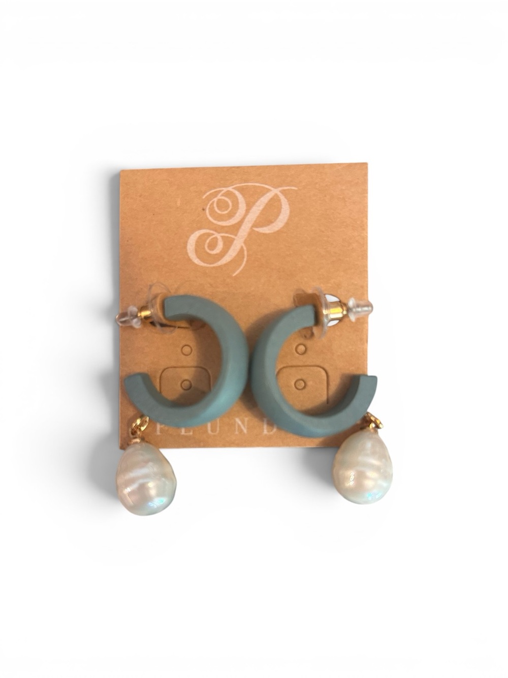 Plunder Pearl Drop Blue Hoop Earrings